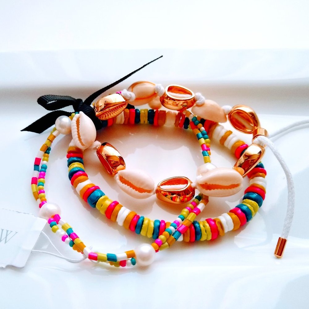 J CREW Seaside bracelet Set in Bright Rainbow Multicolor